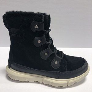 Sorel Women’s Explorer II Joan, Waterproof Black Winter Boots, Size 5M